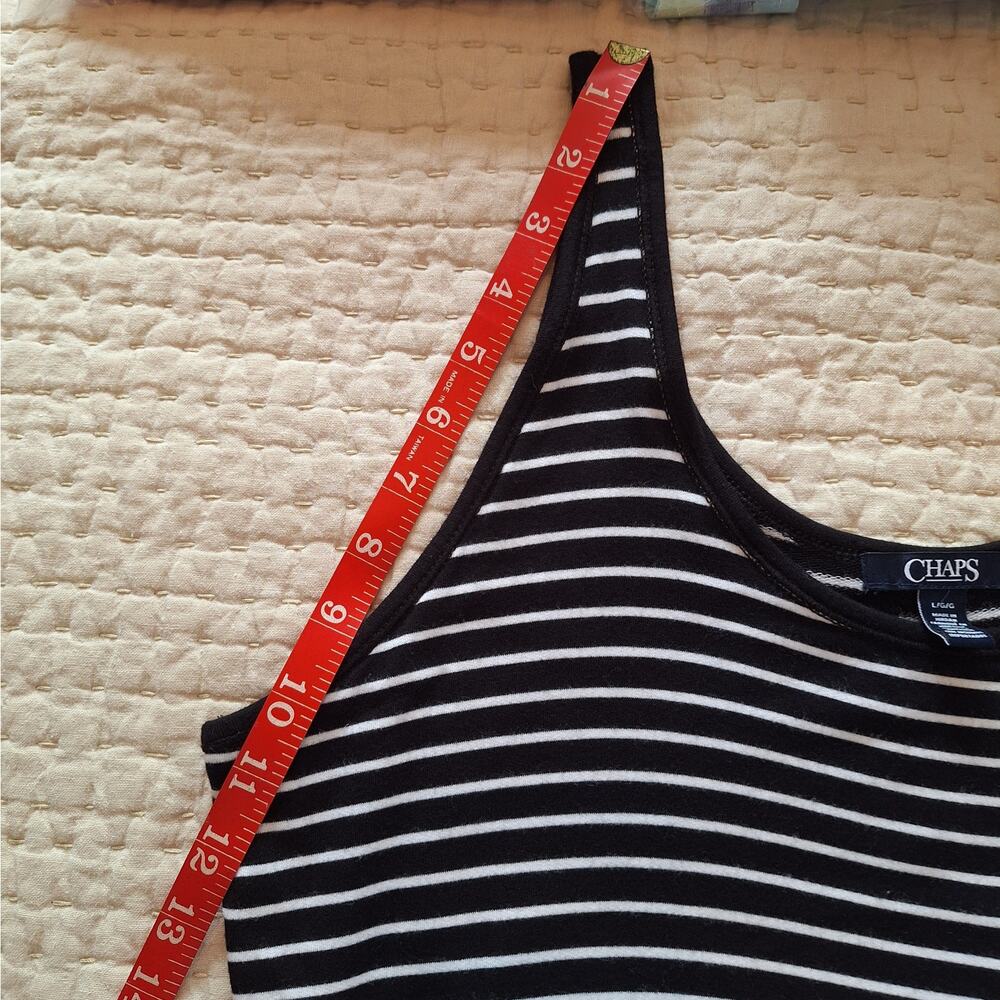 Chaps Oleander Black and White Stripe Sleeveless Dress Size L - Picture 11 of 14